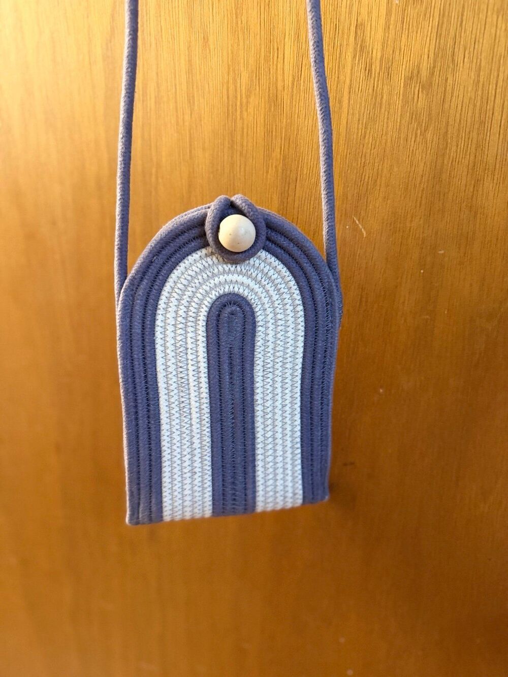 Mia Mélange Woven Arc Pouch Grey White